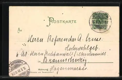 AK Zwerg mit Glücksschwein und Kleeblatt