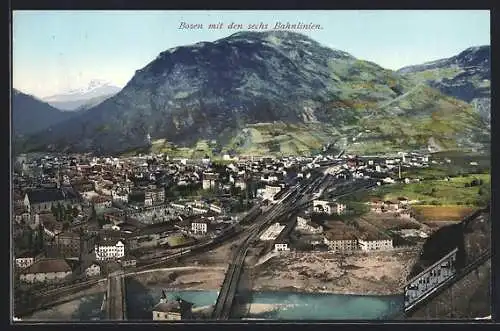 AK Bozen, Panorama mit den sechs Bahnlinien