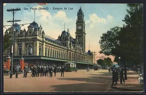 AK Sao Paulo, Estacao da Luz, Bahnhof, Strassenbahn