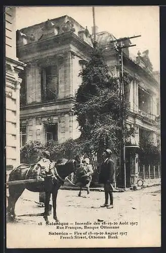 AK Salonique, Fire of 18-19-20 August 1917, French Street, Ottoman Bank