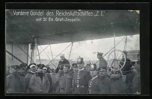 AK Vordere Gondel des Reichsluftschiffes Z. I. mit Sr. Ex. Graf v. Zeppelin