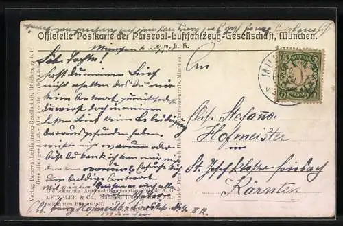 AK München-Bavaria, Luftschiff Zeppelin, Denkmal, Portrait Parceval