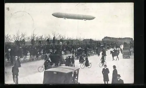 AK Oberwiesenfeld, Reichsluftschiff Zeppelin Z. I. beim Aufstieg