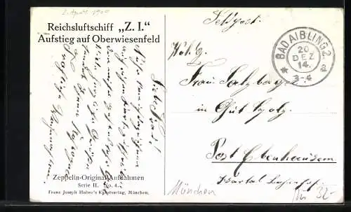 AK Oberwiesenfeld, Reichsluftschiff Zeppelin Z. I. beim Aufstieg
