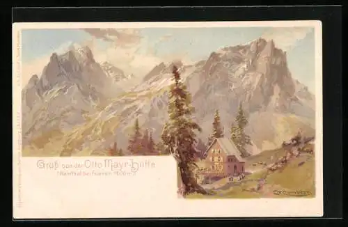 Künstler-AK Edward Theodore Compton: Reinthal b. Füssen, Otto Mayr-Hütte, Berghütte