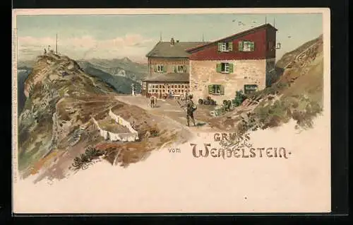 Künstler-AK Edward Theodore Compton: Wendelstein, Gasthaus am Gipfel