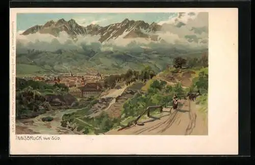 Künstler-Lithographie Edward Theodore Compton: Innsbruck, von Süd