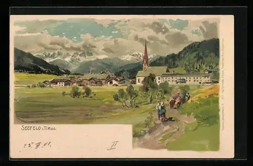 Künstler-AK Edward Theodore Compton: Seefeld in Tirol, Ortsansicht