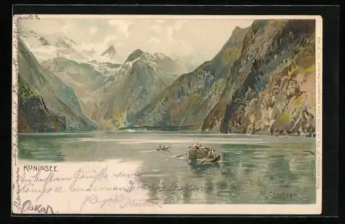 Künstler-AK Edward Theodore Compton: Ruderpartie auf dem Königsee