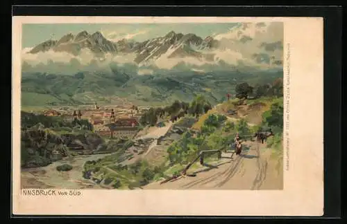 Künstler-Lithographie Edward Theodore Compton: Innsbruck, von Süd