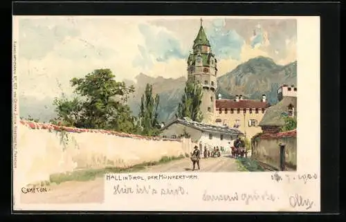 Künstler-AK Edward Theodore Compton: Hall in Tirol, Münzerturm