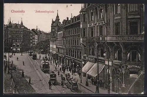 AK Chemnitz, Johannisplatz mit Hotel Stadt Gotha und Strassenpartie