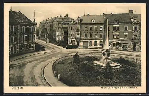 AK Erlangen, Kaiser Wilhelmsplatz mit Augenklinik