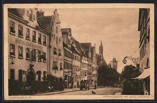 AK Rothenburg / Tauber, Herrenstrasse mi Hotel Eisenhut