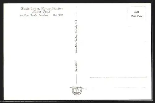 AK Potsdam, Gaststätte und Konzertgarten Alter Fritz, Aussenansicht