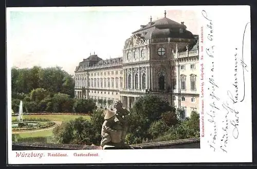 AK Würzburg, Gartenfront der Residenz