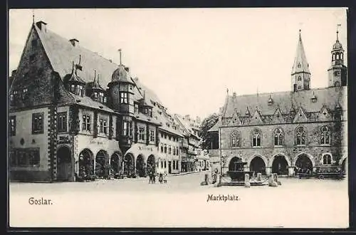 AK Goslar, Marktplatz mit Hotel Kaiser-Worth