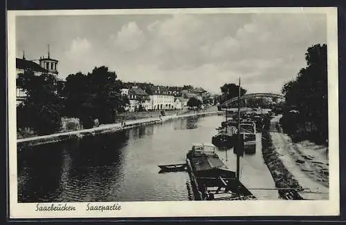 AK Saarbrücken, Saarpartie mit Brücke