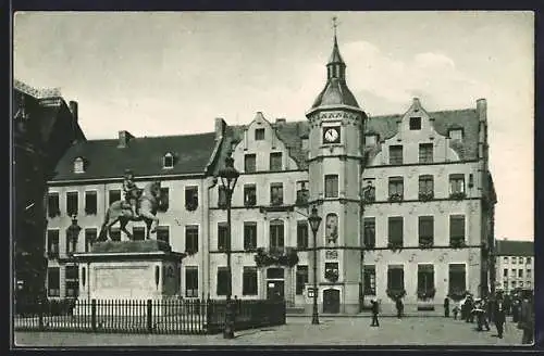 AK Düsseldorf, Rathaus & Jan Wellem-Denkmal