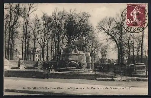 AK St-Quentin, Les Champs-Elysées et la Fontaine de Vasson