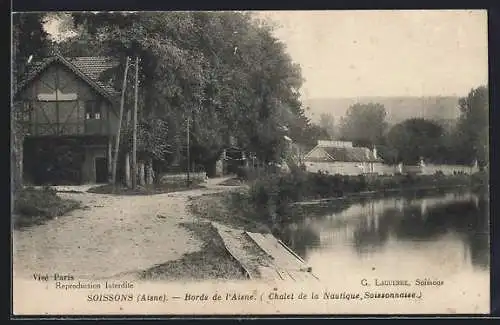 AK Soissons /Aisne, Bords de l`Aisne, Chalet de la Nautique Soissonnaise