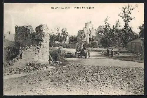 AK Soupir /Aisne, Place de l`Église