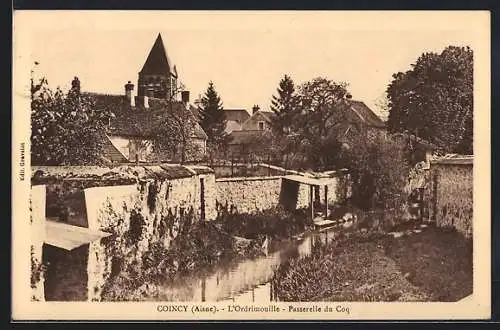 AK Coincy /Aisne, Passerelle du Coq