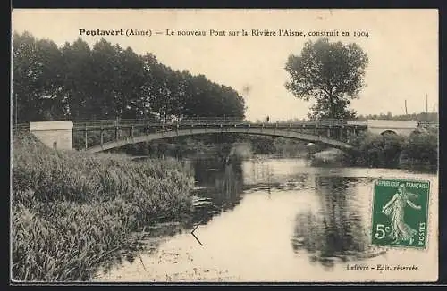 AK Pontavert /Aisne, Le nouveau Pont sur la Rivière l`Aisne construit en 1904