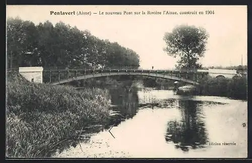 AK Pontavert /Aisne, Le nouveau Pont sur la Rivière l`Aisne construit en 1904