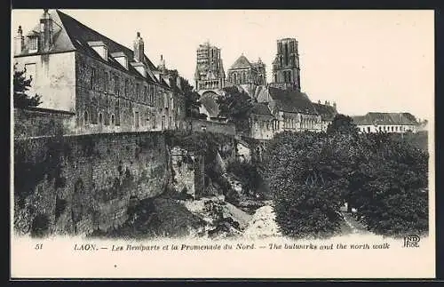 AK Laon, Les Remparts et la Promenade du Nord