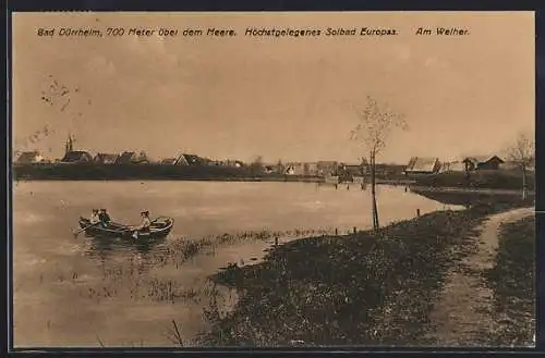 AK Bad Dürrheim, Am Weiher mit Booten