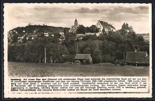 AK Leonberg / Württ., Teilansicht mit Kirche und Glemstal