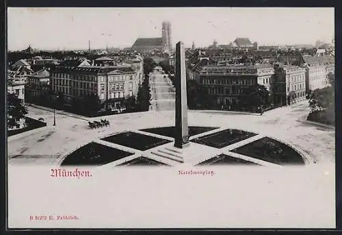 AK München, Karolinenplatz mit Blick auf die Marienkirche