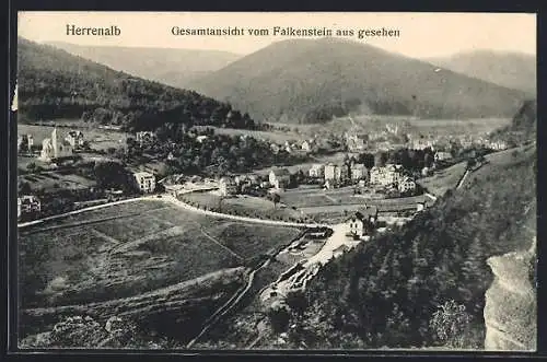 AK Herrenalb, Gesamtansicht vom Falkenstein aus gesehen