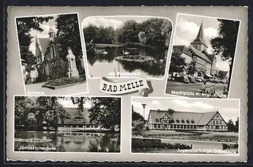 AK Bad Melle, Jugendherberge Gröneburg, Landesturnschule, Rathaus