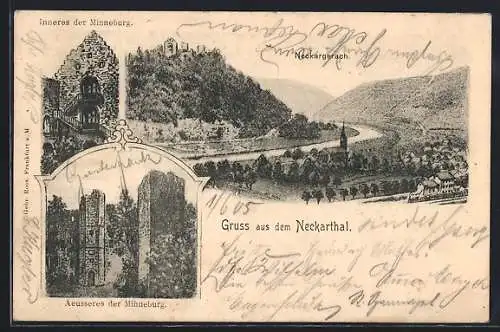 AK Neckargerach /Neckarthal, Panorama, Minneburg, Innenansicht