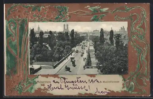 AK München, Blick vom Maximilianeum auf Maximiliansbrücke und Stadt