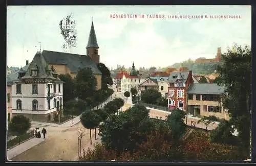 AK Königstein / Taunus, Limburger, Kirche & Bleichstrasse