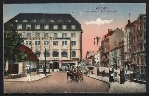 AK Bochum, Hotel Reichshof und Handelshof in der Bahnhofstrasse