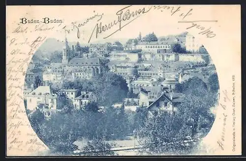 AK Baden-Baden, Teilansicht mit Kirche