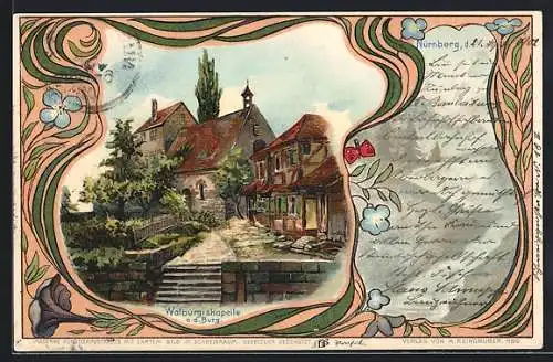 Lithographie Nürnberg, Walpurgiskapelle a. d. Burg