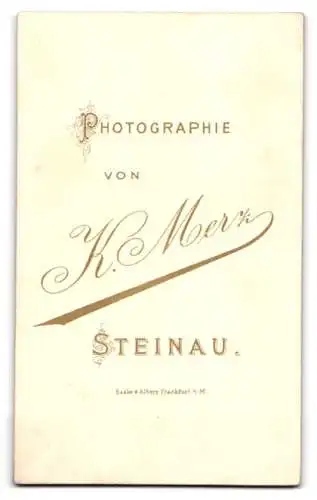 Fotografie K. Merz, Steinau, Zwei Männer in eleganter Kleidung mit Tisch