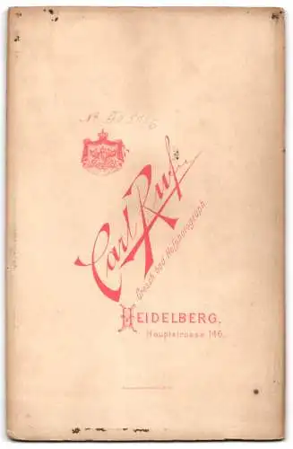 Fotografie Carl Ruf, Heidelberg, Haupt-Str. 146, Porträt eines älteren Mannes mit Bart