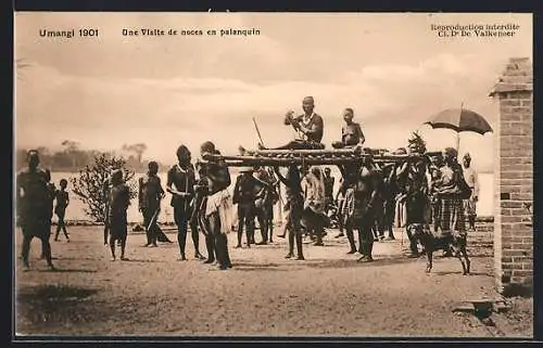 AK Zaire, Umangi, Une Visite de noces en palanquin 1901