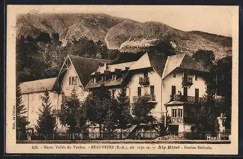 AK Beauvezer /B.-A., Alp Hotel, Station Estivale