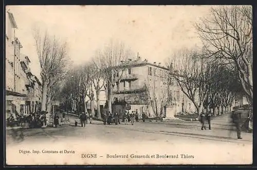 AK Digne, Boulevard Gassendi et Boulevard Thiers