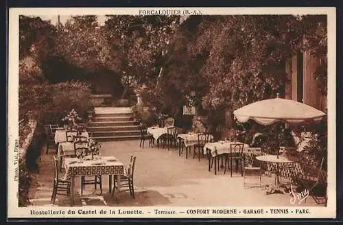 AK Forcalquier, Hostellerie du Castel de la Louette, Terrasse