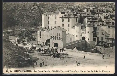 AK Entrevaux, Le Pont Levis, Vieille Porte d`Entree, Ligne du Sud de la France