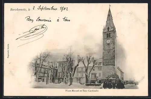 AK Barcelonnette, Place Manuel et tour Cardinalis