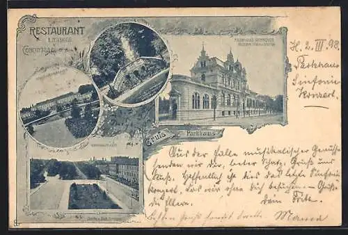 AK Hannover, Gasthaus Parkhaus, Schloss Herrenhausen, Herrenhauser Allee